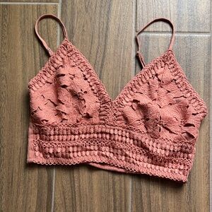 Love Tree Terracotta Lace Crop Top